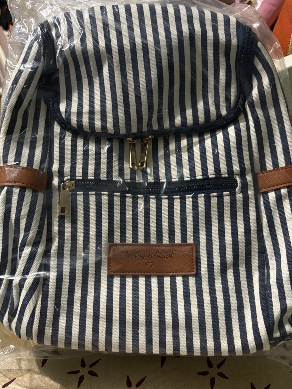 Navy & White Striped Kathy Ireland Backpack